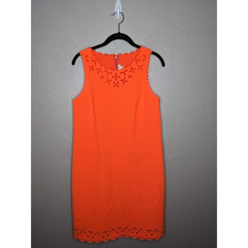 J. Crew Factory Womens 6 Orange Laser-cut floral Sleeveless Shift Dress E9811